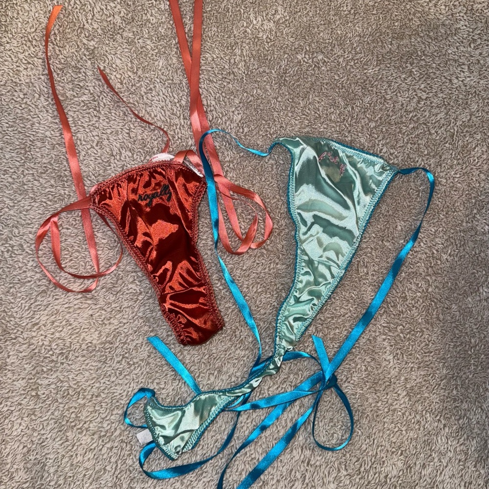 Red and Green Satin Panty Set